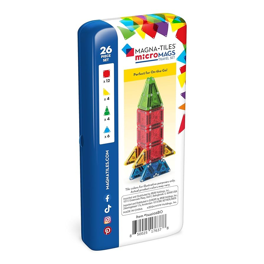 MAGNA-TILES microMAGS 26-Piece Travel Magnetic Construction Set – Bold Colors, The Original Mag... | Amazon (US)