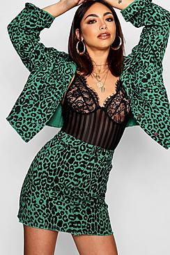 Leopard Print Denim Skirt | Boohoo.com (US & CA)