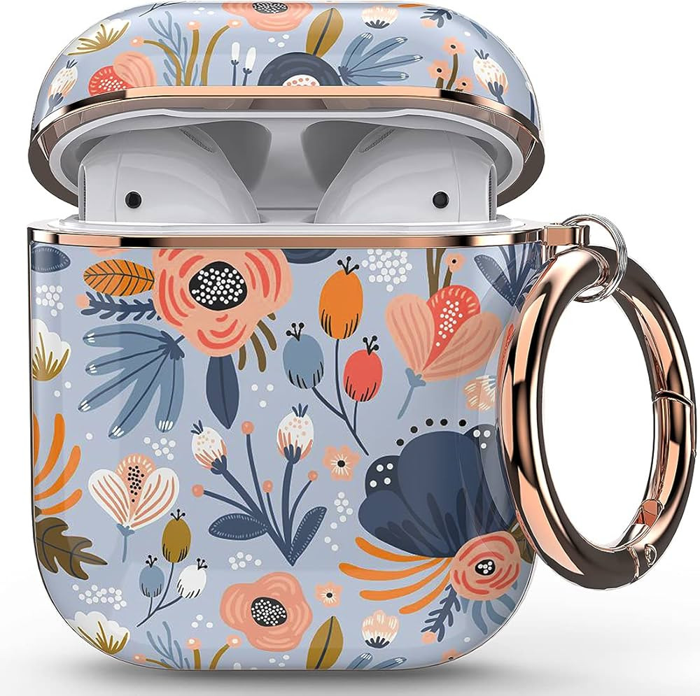 wenew for AirPod Case, Flower AirPods Hard Case Cover with Keychain for Women Men, AirPod 1st & 2... | Amazon (US)