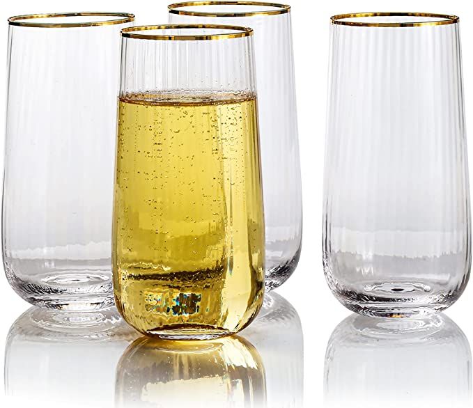 Lysenn Stemless Champagne Flutes Set of 4 - Premium Hand Blown Champagne Glasses for Bubbly Wine ... | Amazon (US)