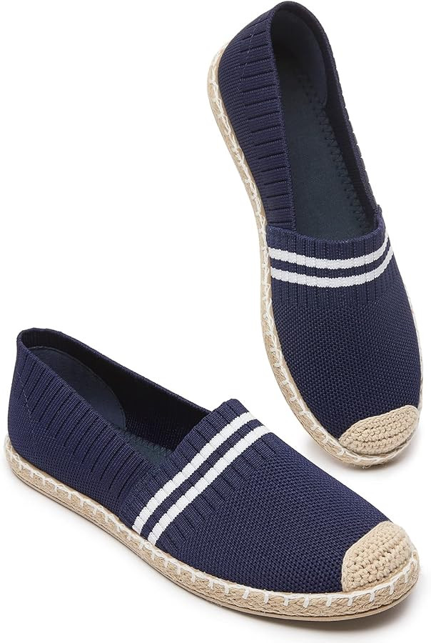 BABUDOG Womens Espadrilles Breathable Flats Shoes Mesh Slip on Loafers Soft White Flats | Amazon (US)