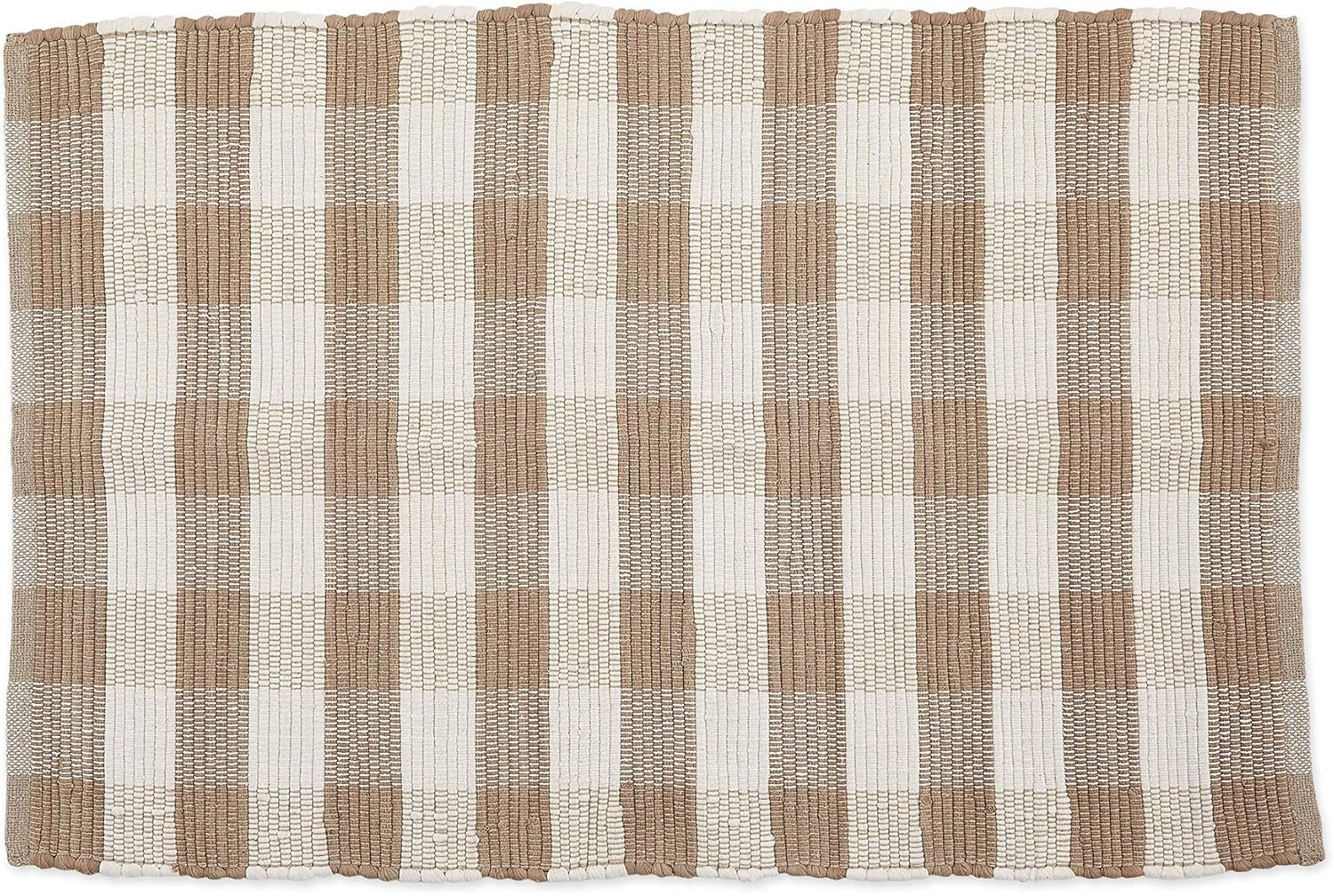 DII Buffalo Check Rug Collection, Hand Dyed Reversible Chindi Rug, 26x40, Stone/Cream | Amazon (US)