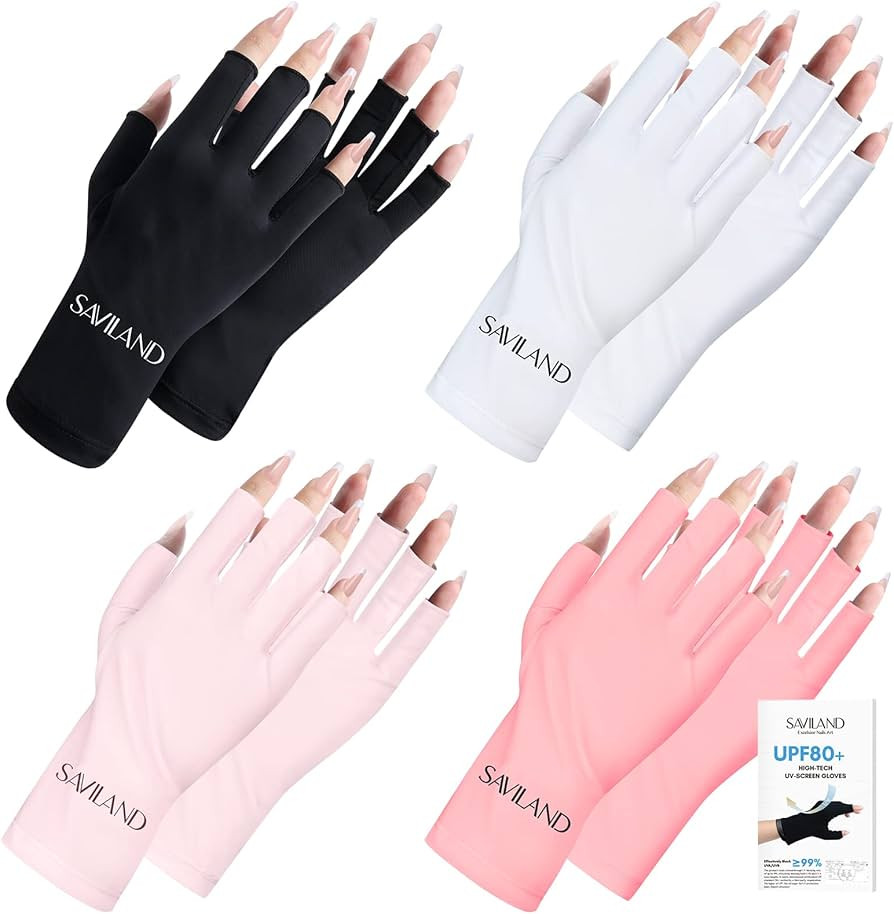 SAVILAND U V Gloves for Nails - 4 Pairs UPF80+ High-tech Professional U V Gloves for Manicures, U... | Amazon (US)