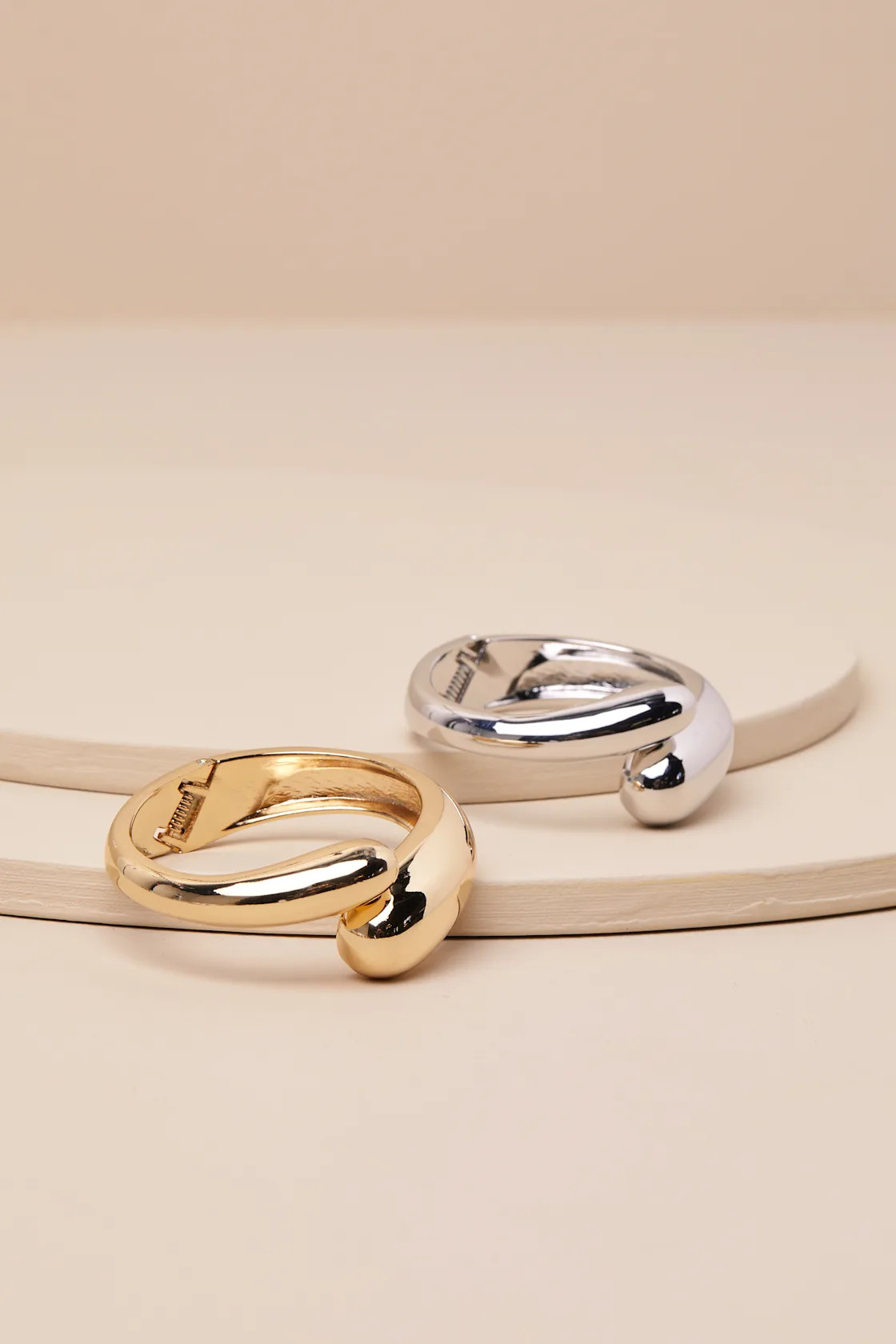 Sculptural Chic Gold and Silver Two-Piece Cuff Bracelet Set | Lulus