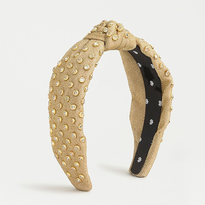 Lele Sadoughi X J.Crew knot headband with gold-plated crystal details | J. Crew US