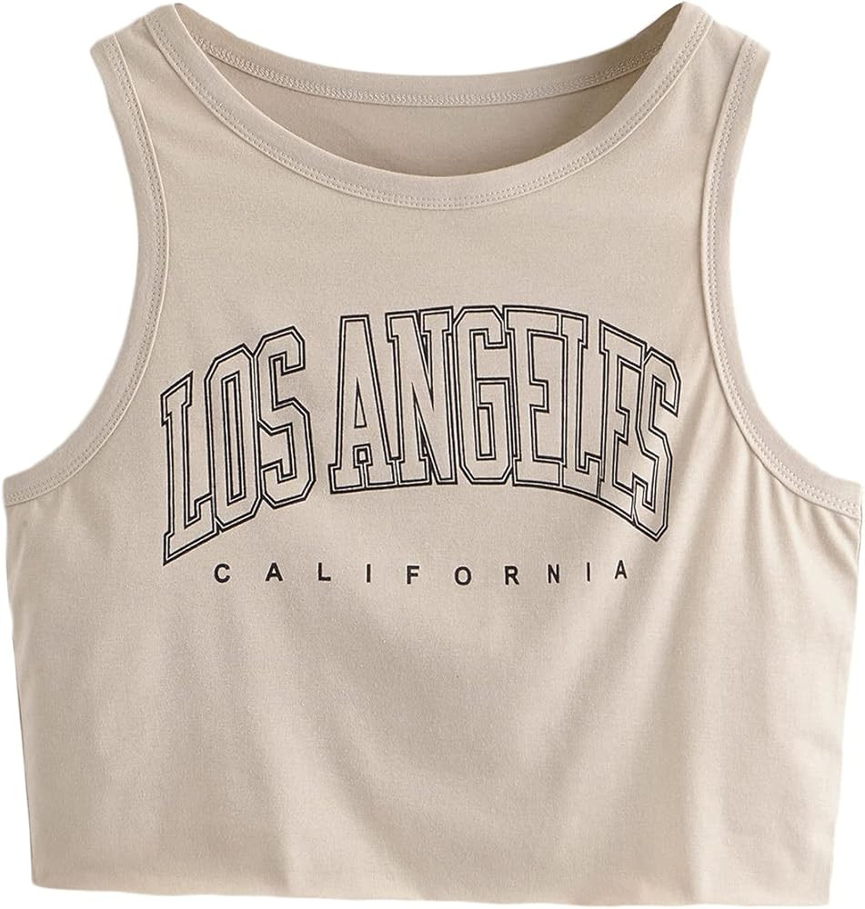 SOLY HUX Women's Casual Letter Print Sleeveless Crop Tank Top | Amazon (US)