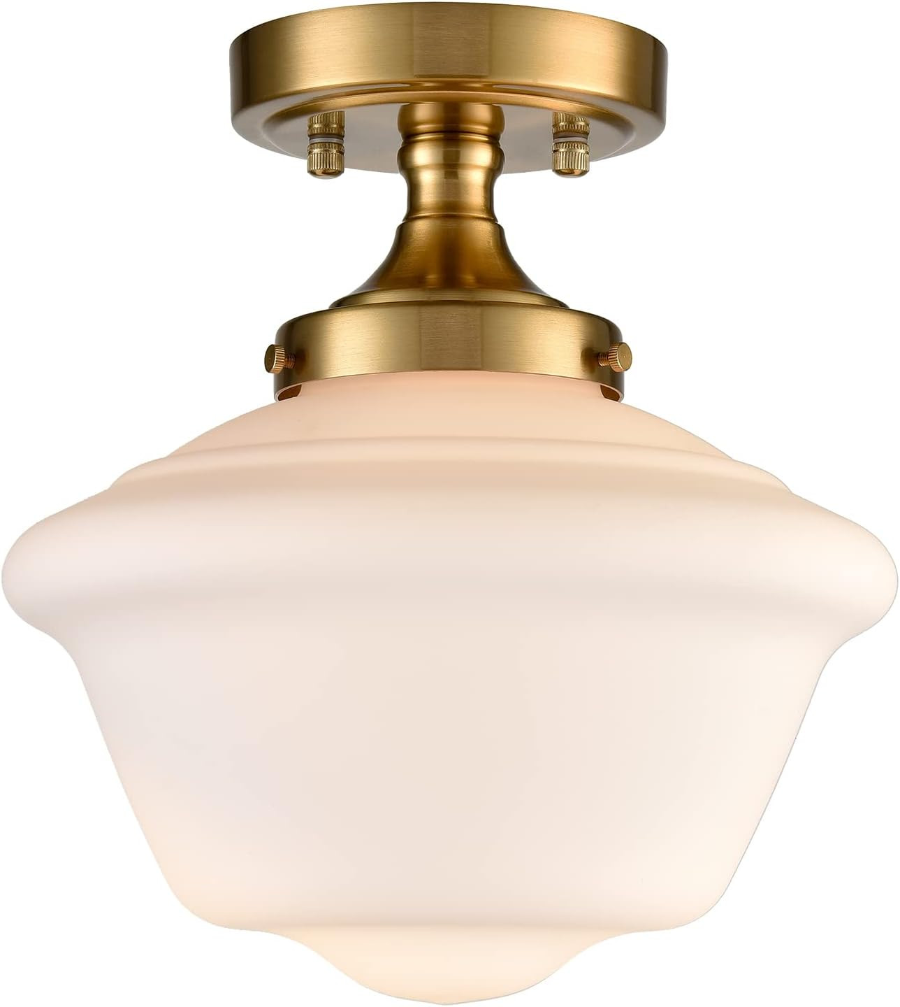 SAMTEEN Gold Semi Flush Mount Ceiling Light Modern Schoolhouse Ceiling Light Fixture Milk White G... | Amazon (US)