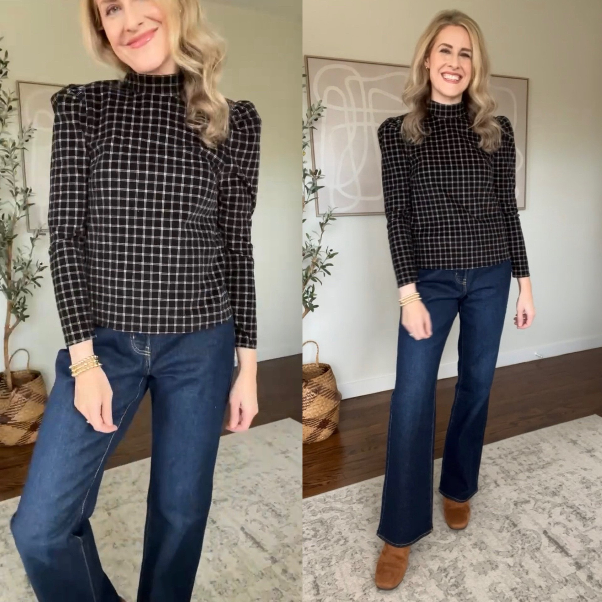 Walmart outfit idea with this stretch corduroy top that has a pretty bow tie detail at the neck. I’m in a small and I’m 5’8” and it’s a bit short in the arms and torso; medium might be better. Jeans run big, go down a size (I never say that but they really do run big!) #walmartfashion 

#LTKOver40 #LTKFindsUnder100