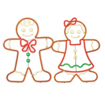 GE 32-in StayBright LED Neon Flex 2-Count Gingerbread Decoration | Lowe's