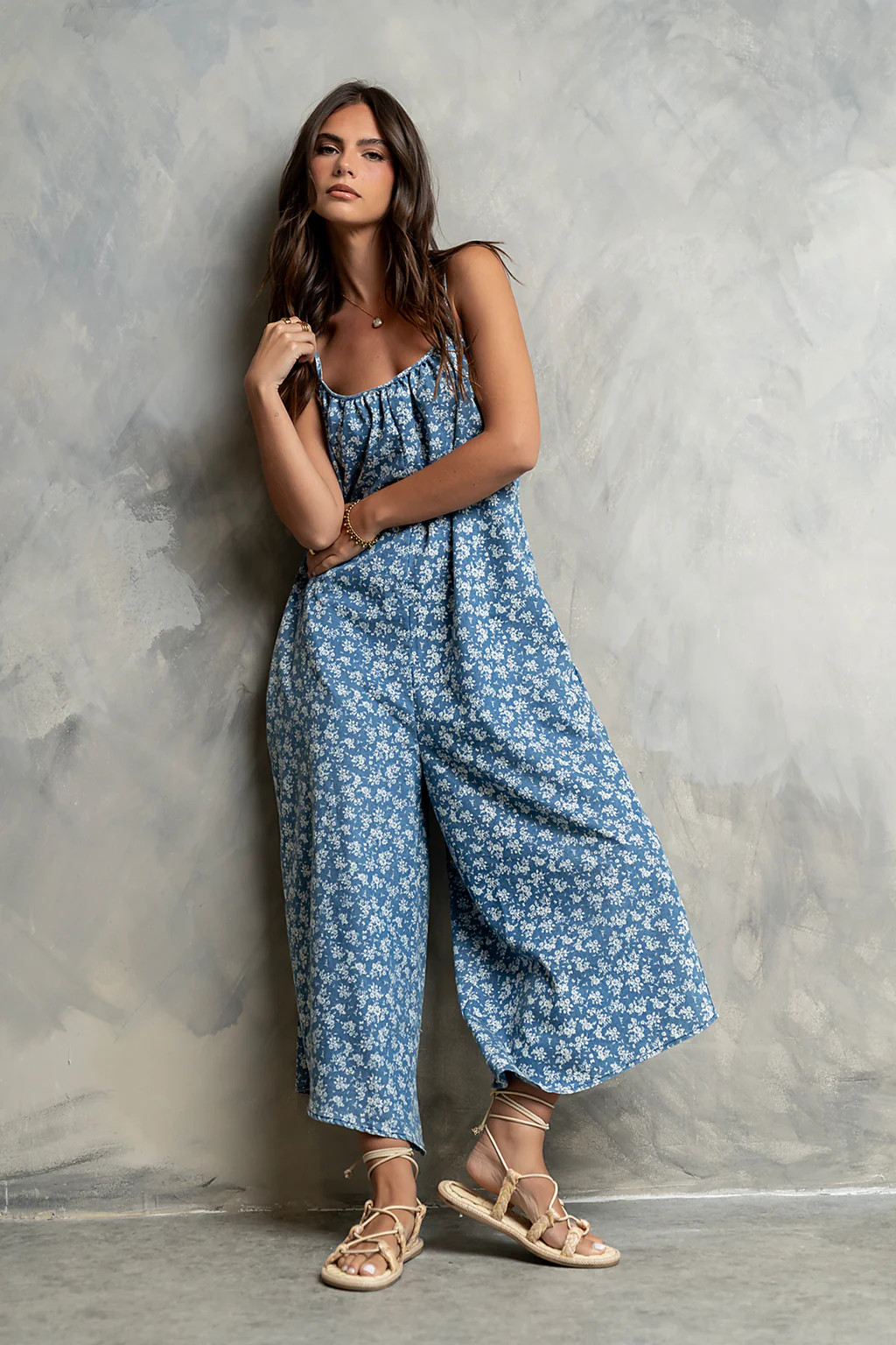 Brookelle Denim Floral Jumpsuit in Dark Wash | Böhme US