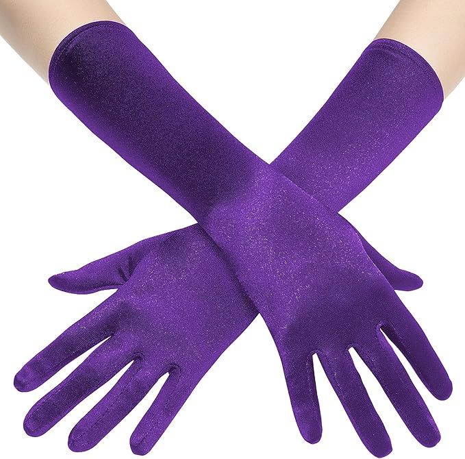 BABEYOND Long Opera Party 20s Satin Gloves Stretchy Adult Size Elbow Length 15 Inches | Amazon (US)