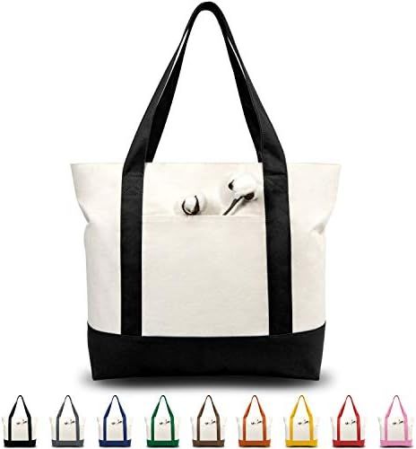 TOPDesign Stylish Canvas Tote Bag with an External Pocket, Top Zipper Closure, Daily Essentials (... | Amazon (US)