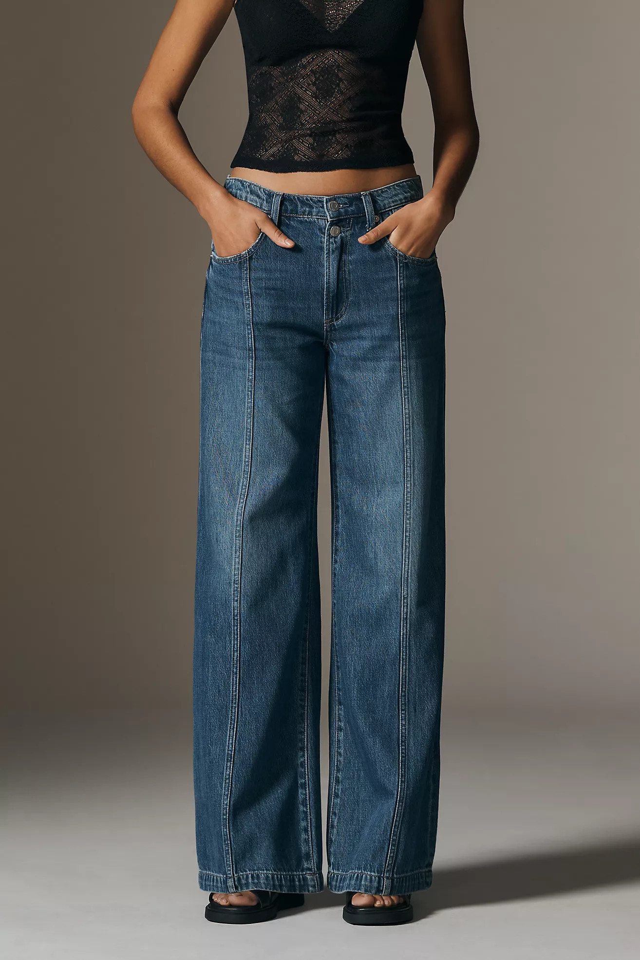 Pistola Jadyn Low-Slung Palazzo Jeans | Anthropologie (US)