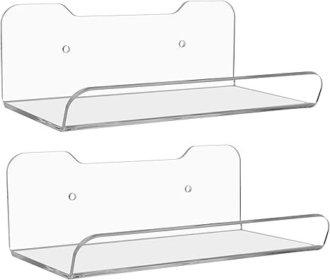 Cosmos 2 Pcs Acrylic Floating Wall Shelves Wall Mount Display Shelf Storage Shelf for Home Décor... | Amazon (US)