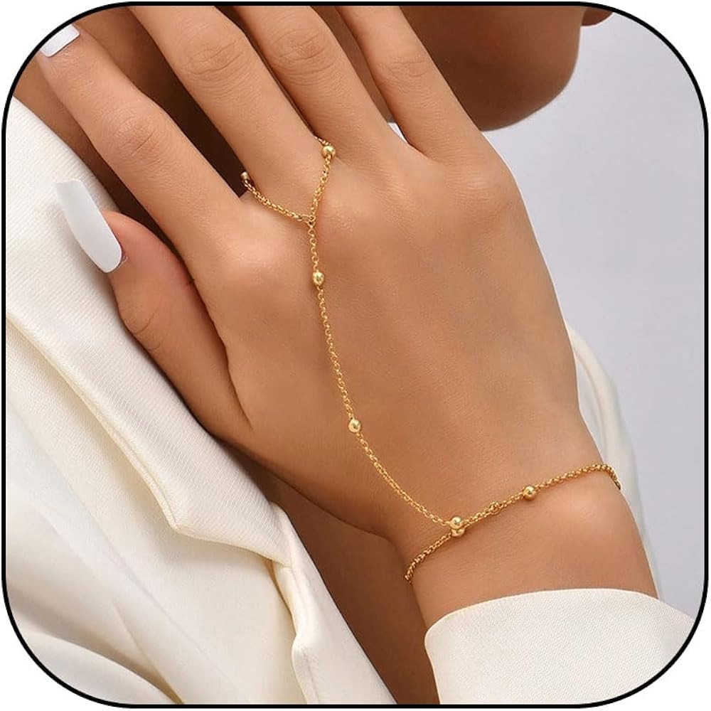 YANCHUN Ring Bracelet Hand Chain Bracelet Adjustable Rhinestone Finger Ring Hand Chain for Women ... | Amazon (US)