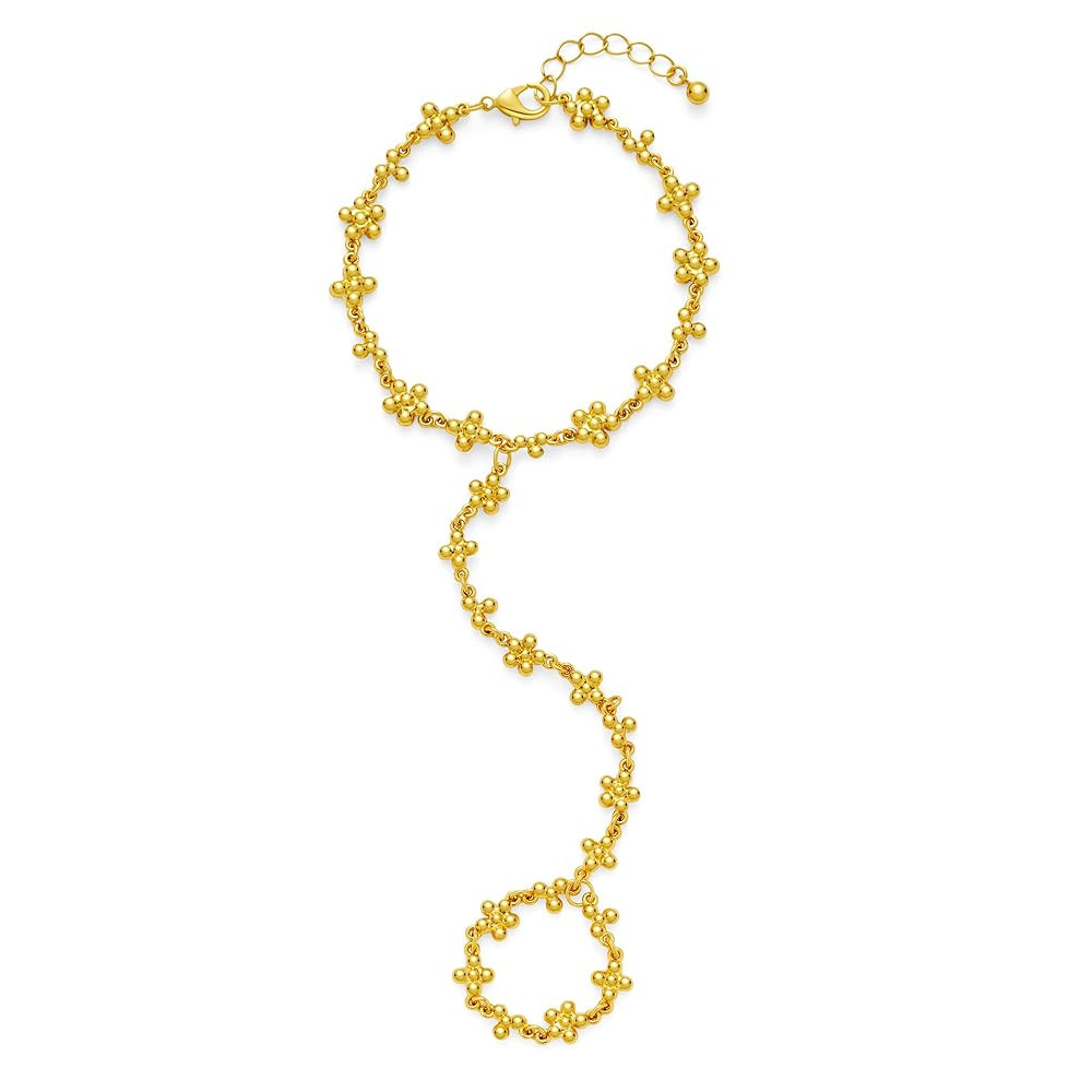 GZQ Gold Hand Chain Bracelet for Women 18K Gold Plated Adjustable Hand Haram with Charm(B2) | Amazon (US)