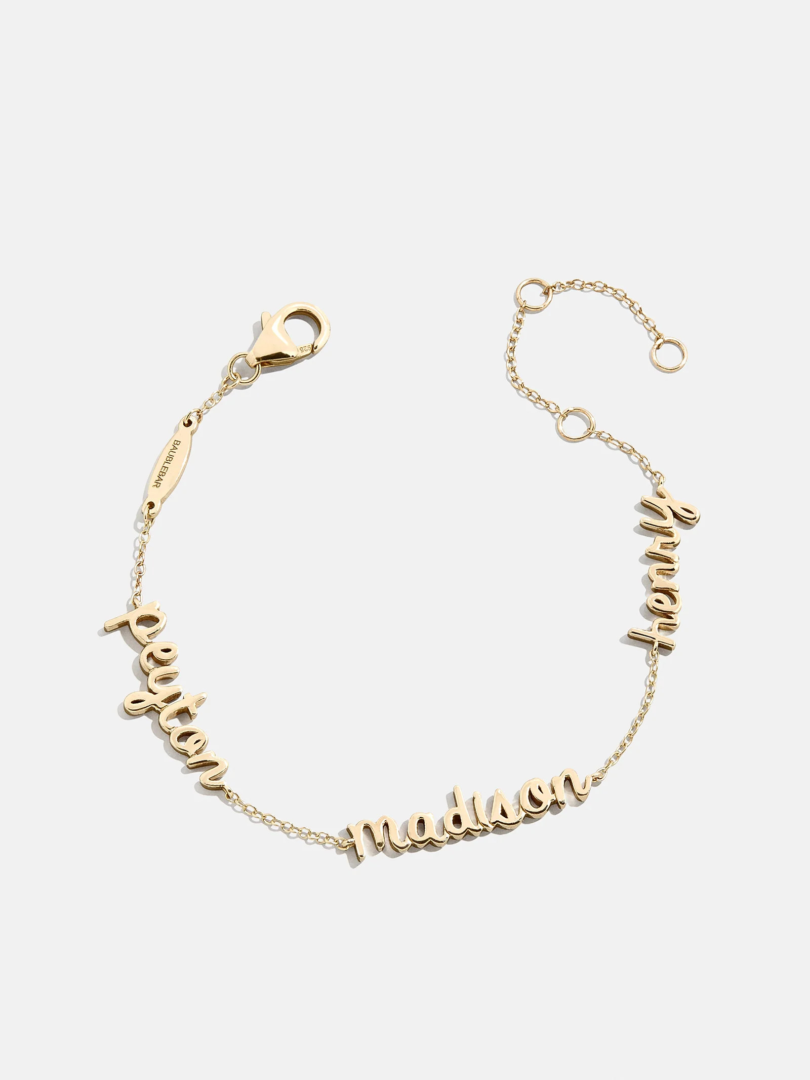 14K Gold Custom Script Multi Name Bracelet - 3 Names | BaubleBar
