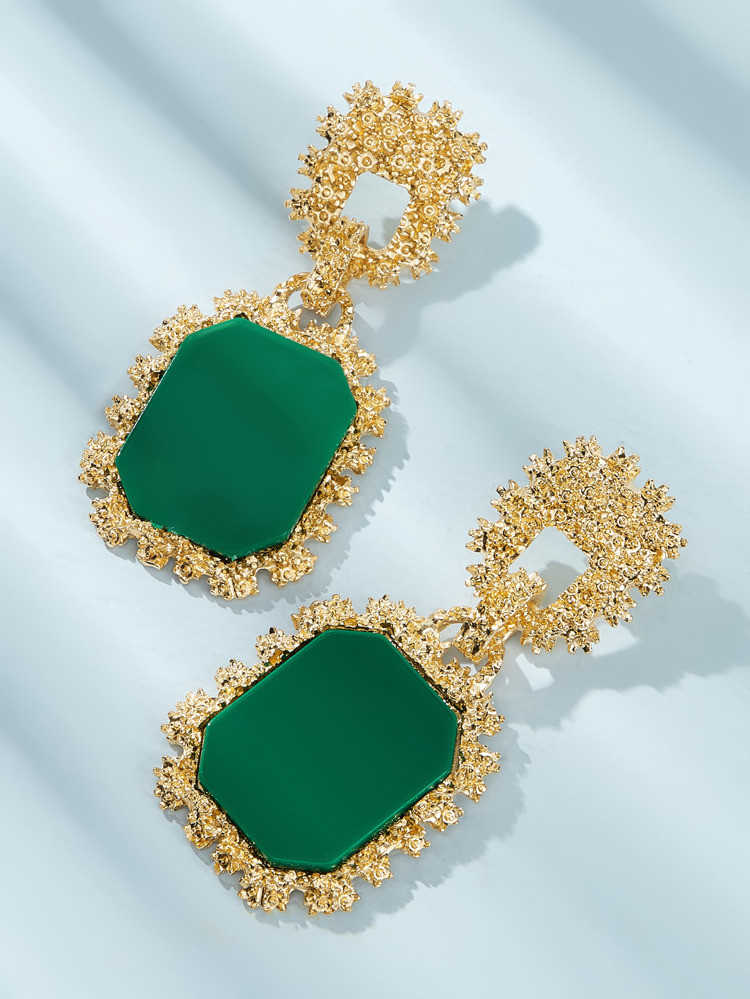 Two Tone Geometric Drop Earrings 1pair | SHEIN