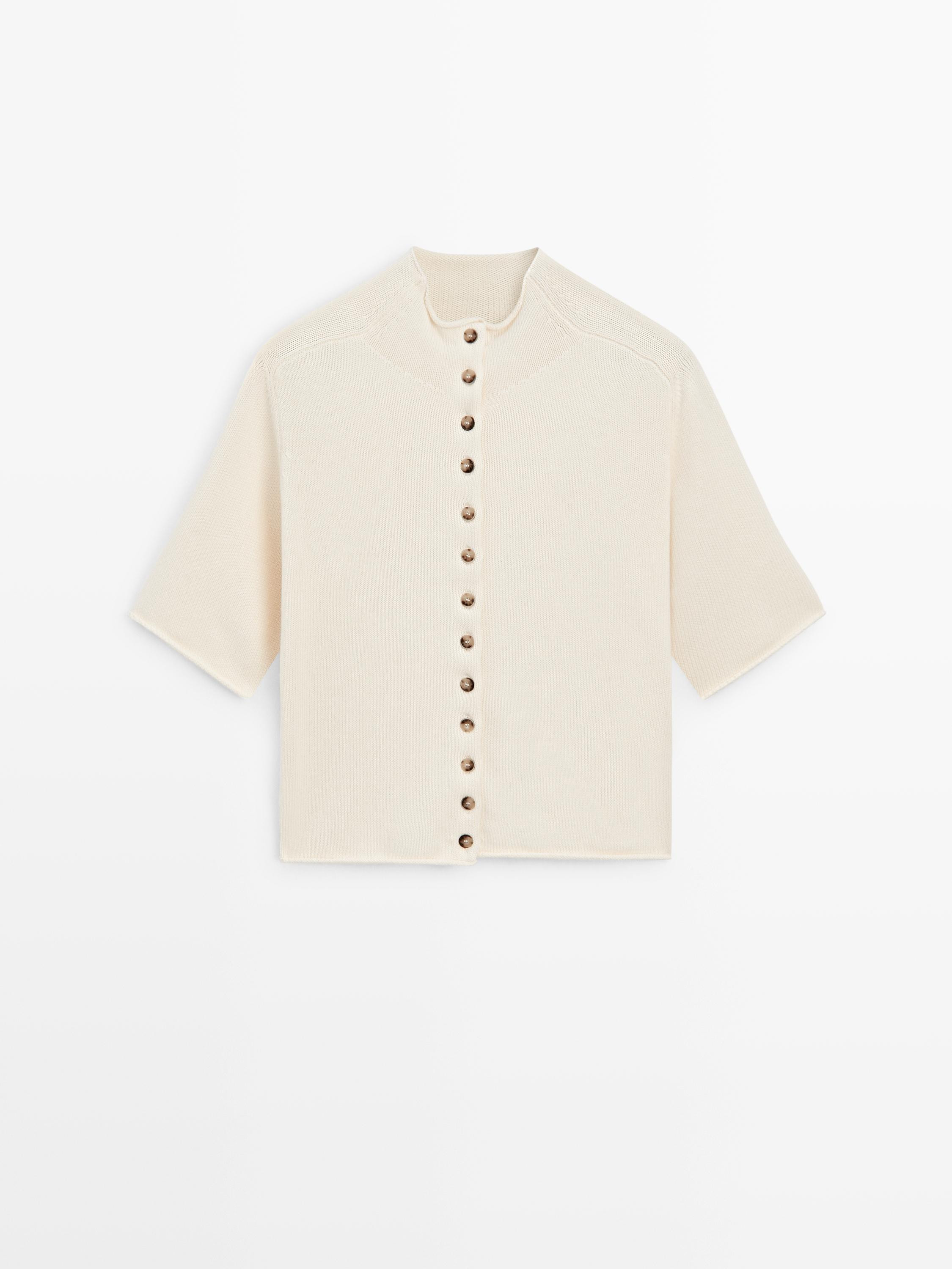 Knit cardigan with elbow-length sleeves | Massimo Dutti US