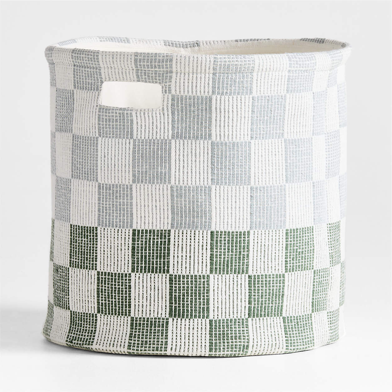 Hopscotch Mist Blue and Pine Green Checkerboard Large Floor Storage Bin + Reviews | Crate & Kids | Crate & Barrel