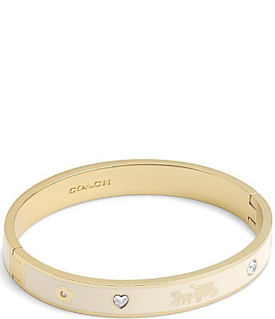 COACH Signature Horse Carriage Bangle Bracelet - White/Gold | Dillard's