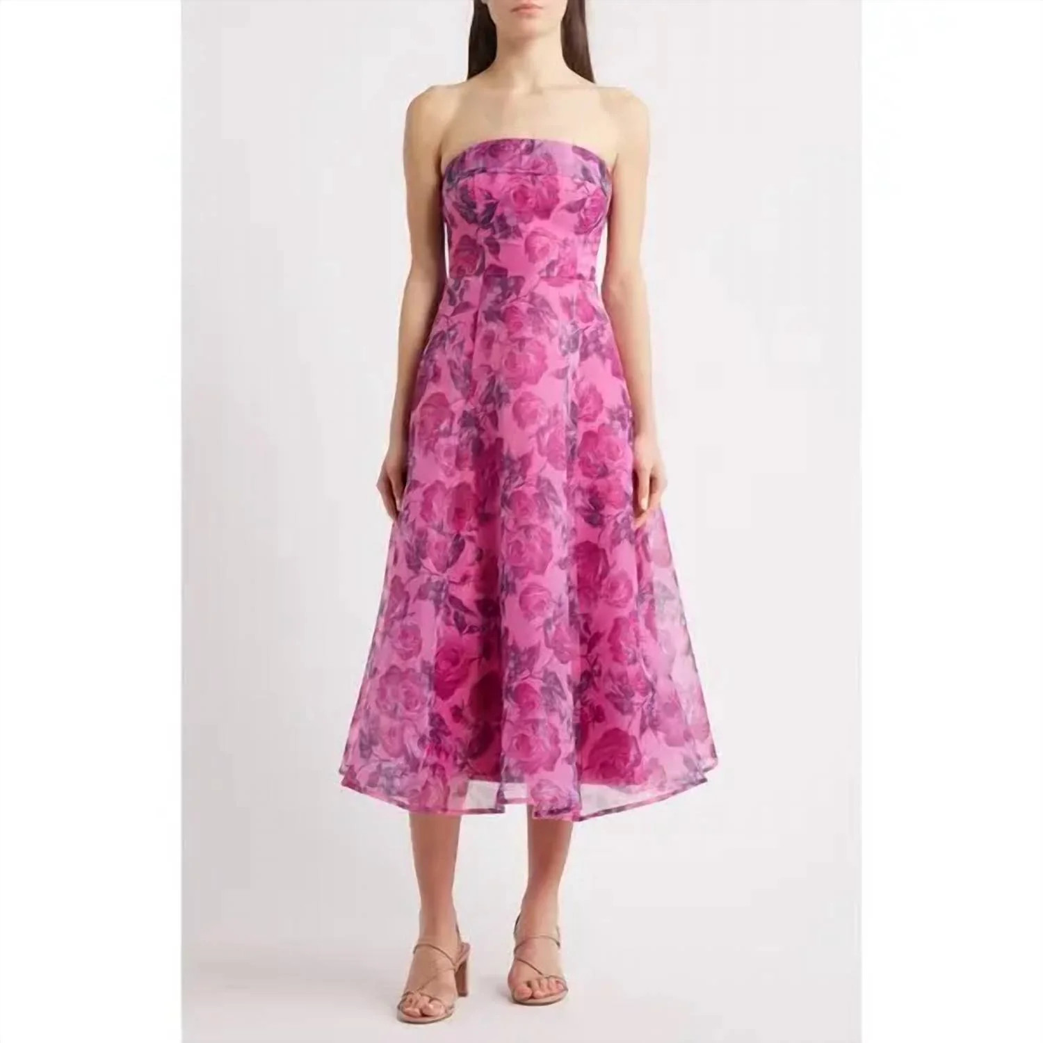 Women's Elena Strapless Organza Dress In Berry | Shop Simon