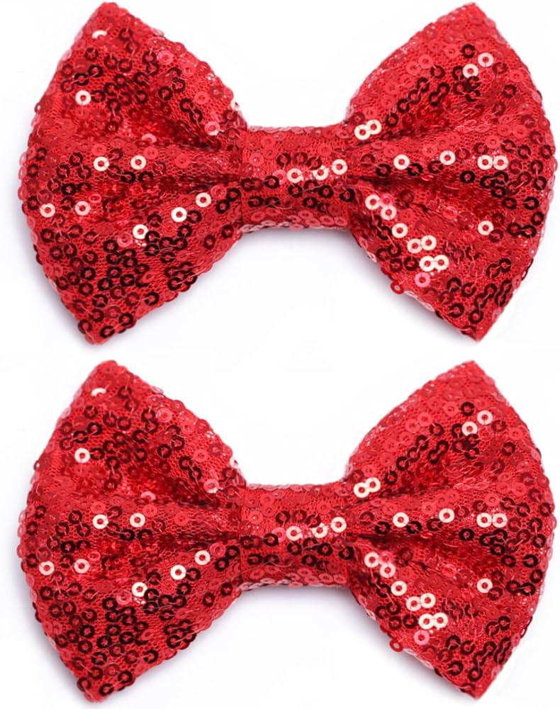 KISZU 4 Inch Sequin Glitter Hair Bows Clips, Sparkling Bling Little Bow HairPins Hair Accessories... | Amazon (US)