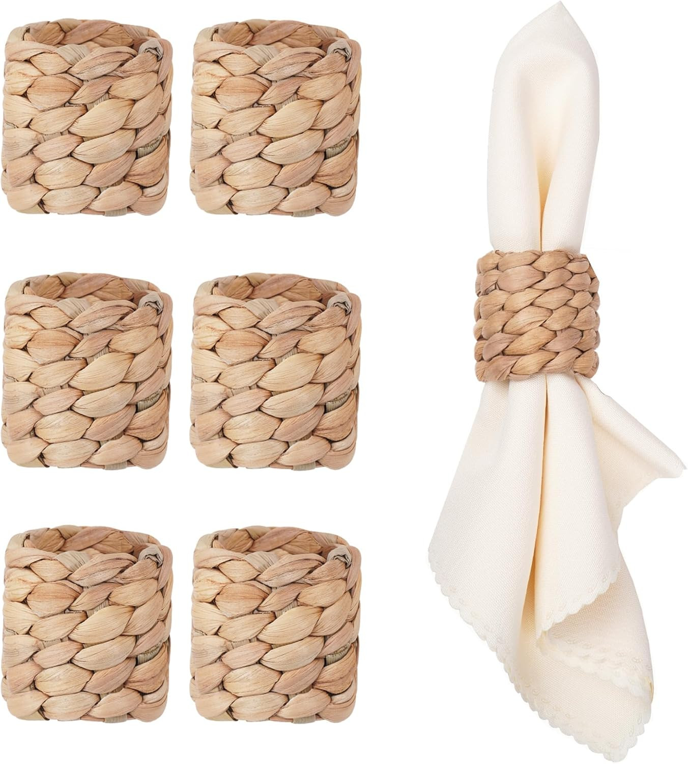 6pcs Farmhouse Napkin Rings Holder by Handmade, Rustic Woven Napkin Rings Holder, Fall Napkin Rin... | Amazon (US)