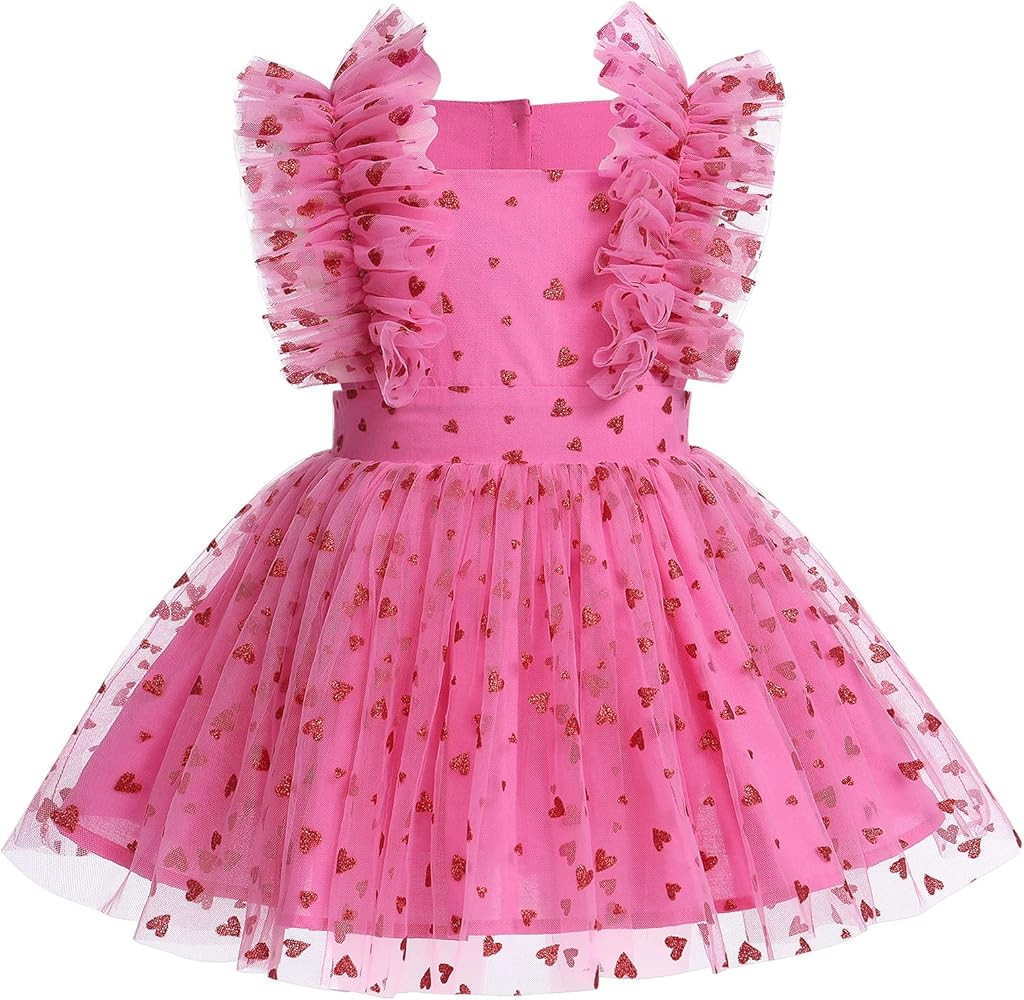 Baby Girls Sequins Romper Tutu Dress Flower Bowknot Dots Print Summer Flutter Sleeves Princess Bi... | Amazon (US)