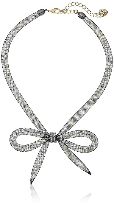 Betsey Johnson "Memoirs of Betsey" Mesh Bow Necklace, 16" + 3" Extender | Amazon (US)