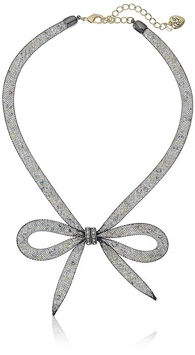 Betsey Johnson "Memoirs of Betsey" Mesh Bow Necklace, 16" + 3" Extender | Amazon (US)