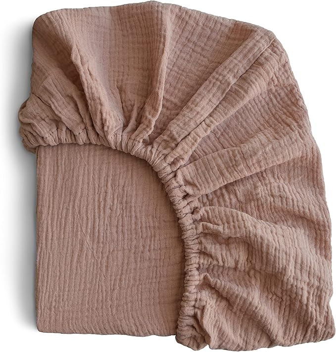 mushie Extra Soft Muslin Fitted Crib Sheet | 28"x 52" (Natural) | Amazon (US)