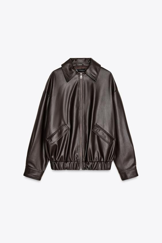 FAUX LEATHER OVERSIZED JACKET | Zara US