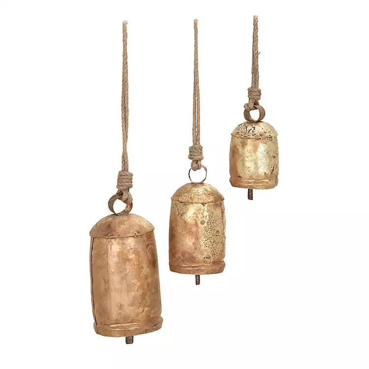 Weathered Gold Decorative Bells, Set of 3 | Kirkland's Home