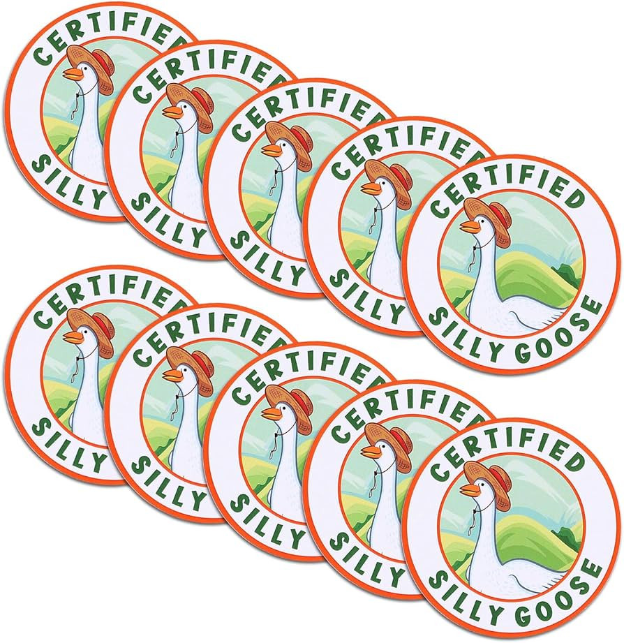 10pcs Certified Silly Goose Sticker, 3x3in Cute Funny Meme Decal Waterproof Silly Goose Car Stick... | Amazon (US)