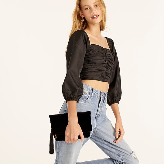 Velvet foldover clutch | J. Crew US