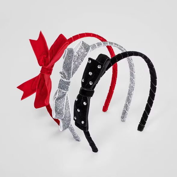 Girls' 3pk Bow Headband - Cat & Jack™ Red/Black | Target