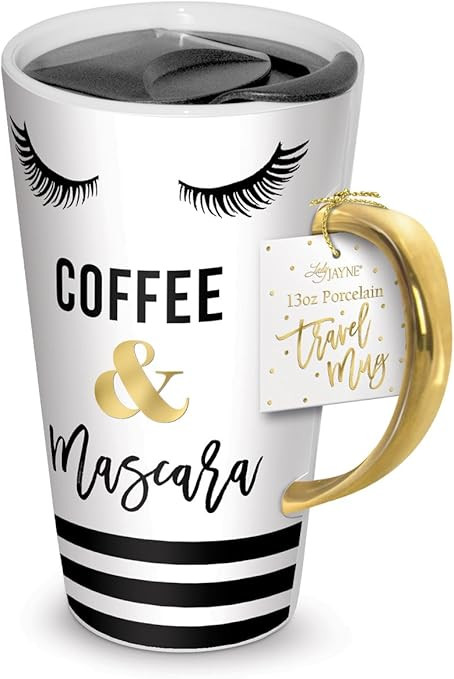 Lady Jane 13oz Spill Proof Ceramic Coffee Travel Mug with Lid Series (Eye Lashes)       Send to L... | Amazon (US)