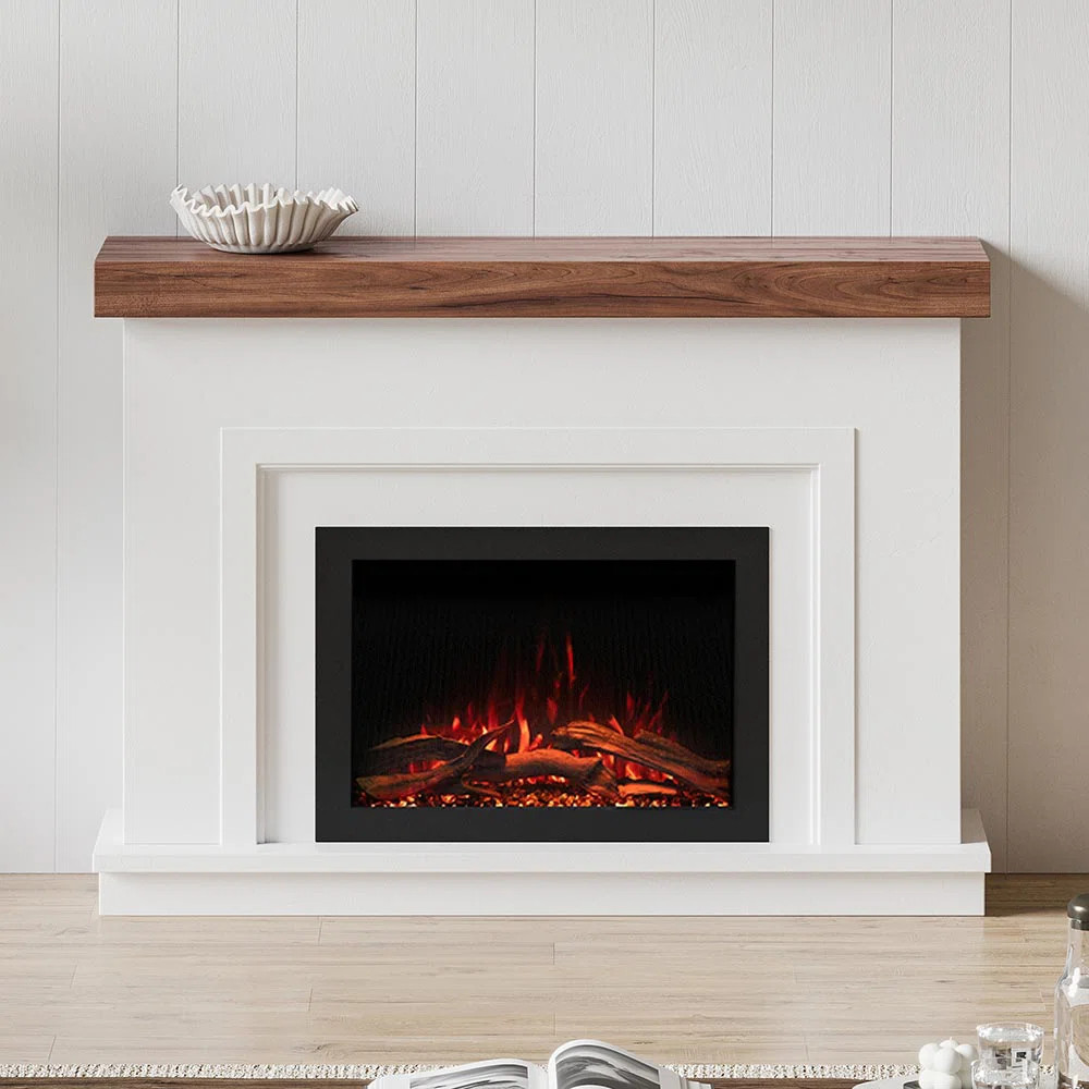 Modern Ember Leila Smart Electric Fireplace Mantel Package | 33” Firebox Heater | Cast Stone | Wayfair North America