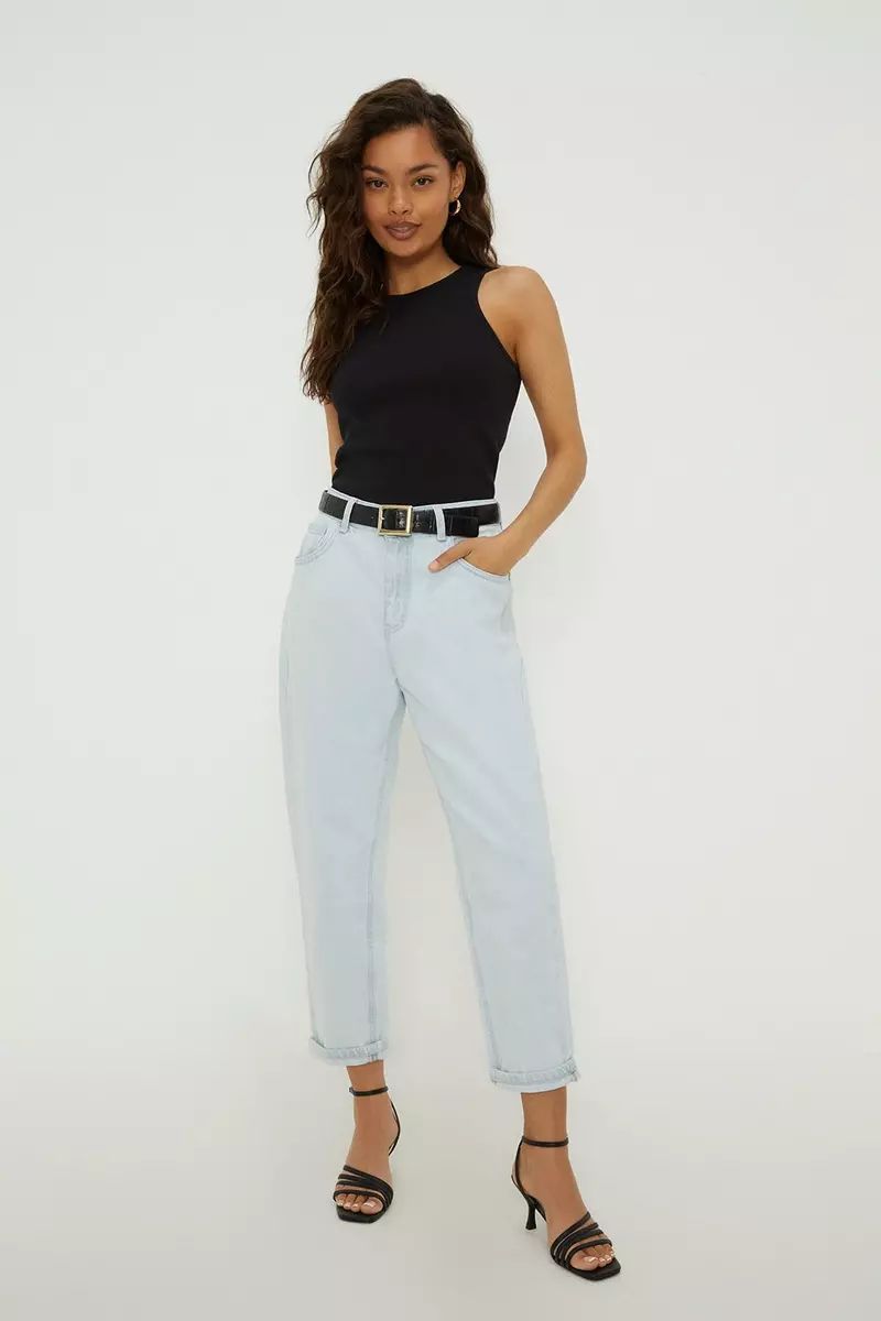 Petite Relaxed Mom Turn Up Jeans | Debenhams UK