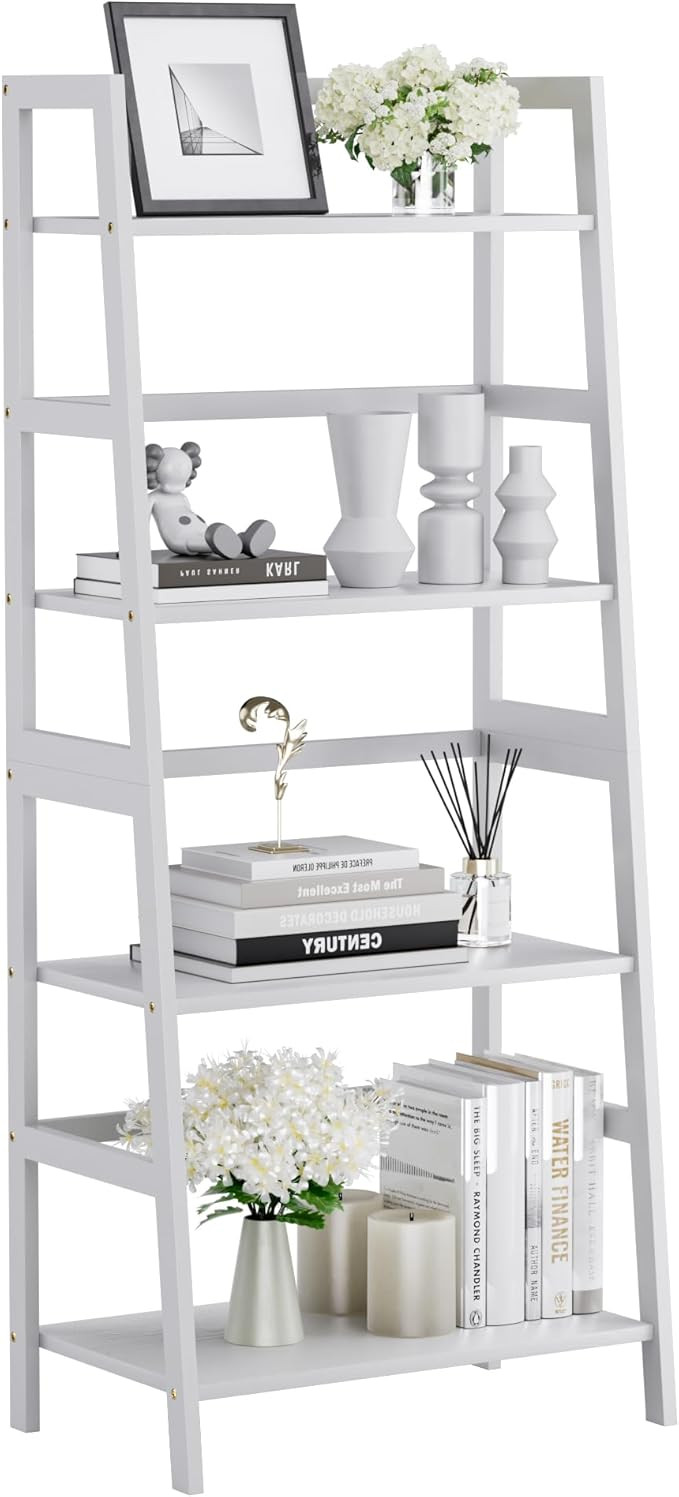 HITNET Ladder Shelf, 4 Tier Bookshelf, Bookcase with Bamboo Frame Freestanding Bathroom Storage R... | Amazon (CA)