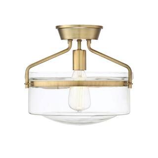 Filament Design 1-Light Natural Brass Semi-Flush Mount with Clear Glass-CLI-SH027859 - The Home D... | The Home Depot