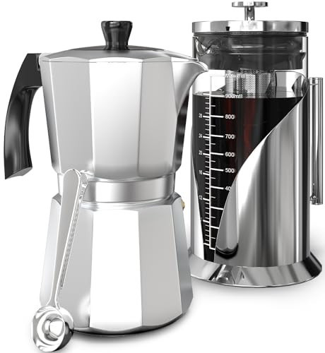 Cafe Du Chateau Espresso Maker & Cold Brew Coffee Maker Bundle - 6 Cup Coffee Percolator w/Coffee Clip Spoon - Iced Coffee Maker w/Air Tight Seal, Measuring Label | Amazon (US)