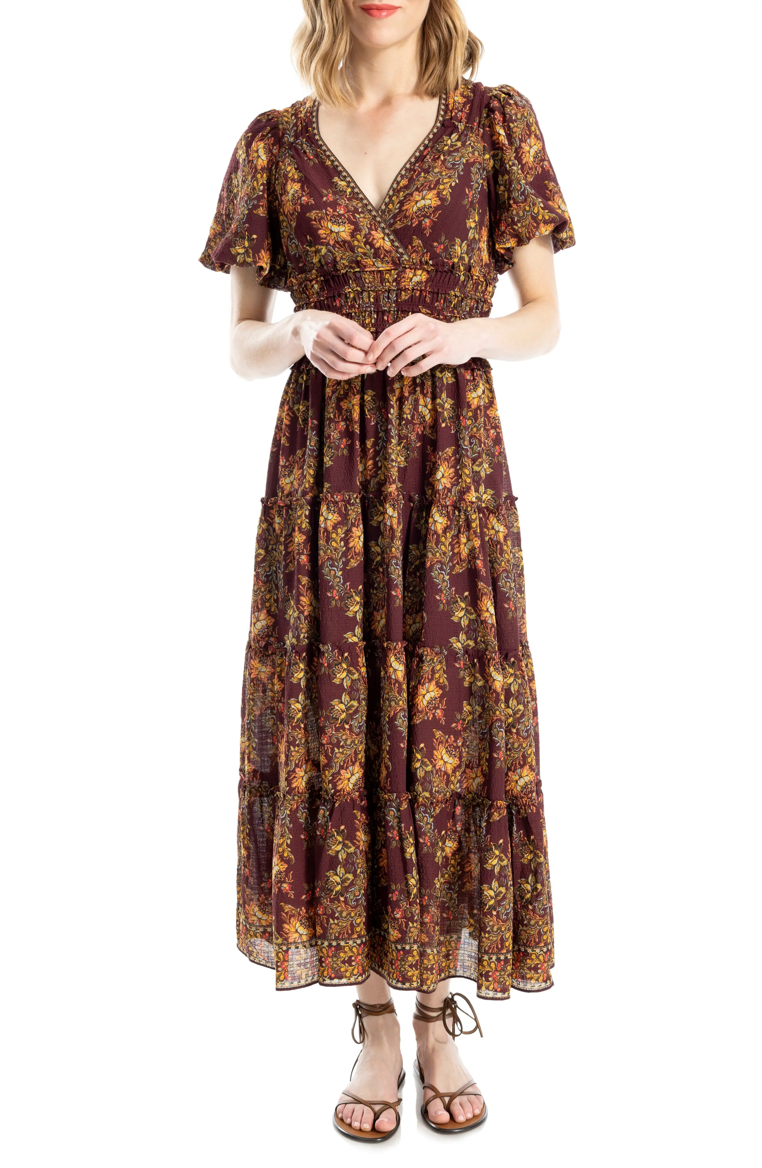 MAX STUDIO Short Sleeve V-Neck Maxi Dress (Women) | Nordstromrack | Nordstrom Rack