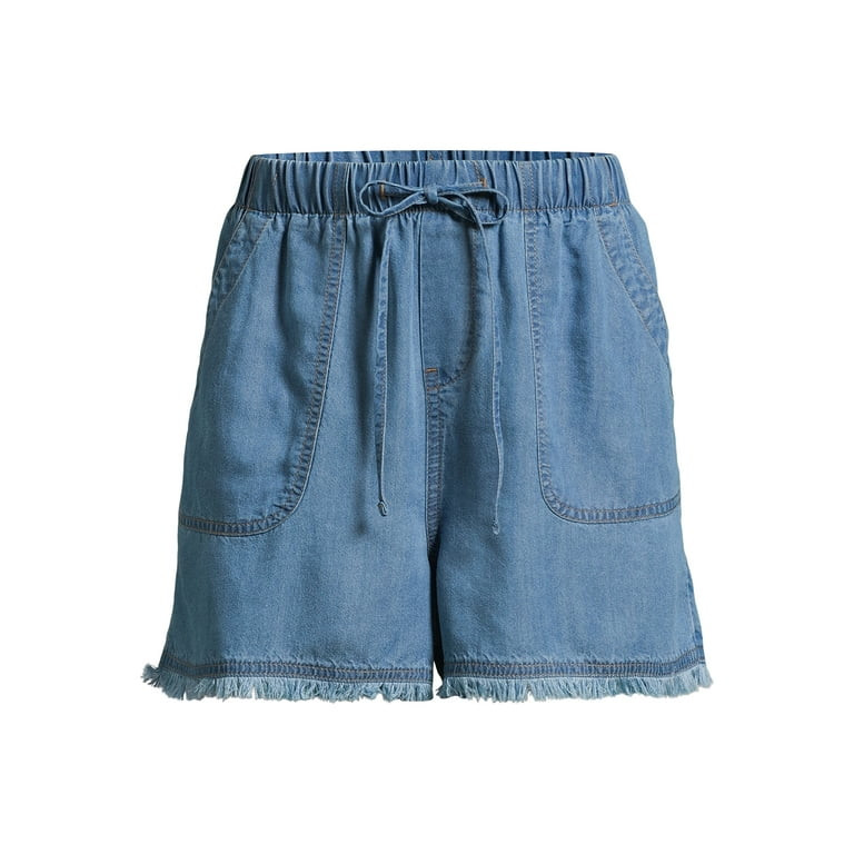 Time and Tru Women's Fray Hem Shorts, 3.5" Inseam, Sizes XS-XXXL | Walmart (US)
