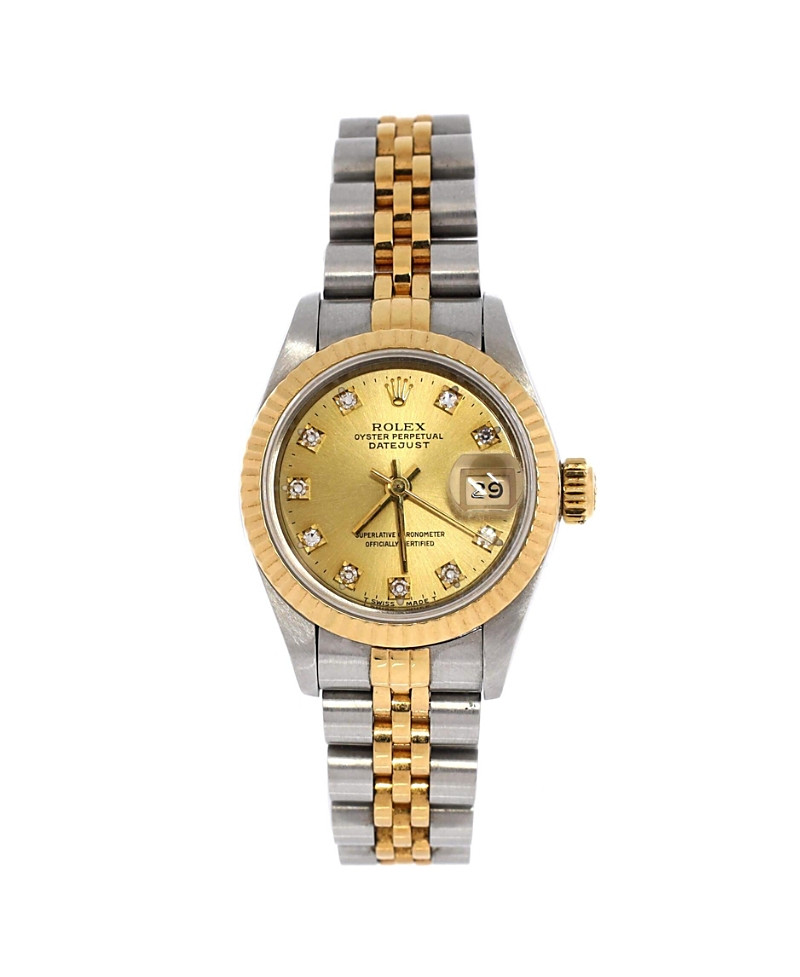 Pre-Owned Rolex Oyster Perpetual Datejust Automatic Watch in Stainless Steel and Gold with Diamond Markers 26mm | Bloomingdale's (US)