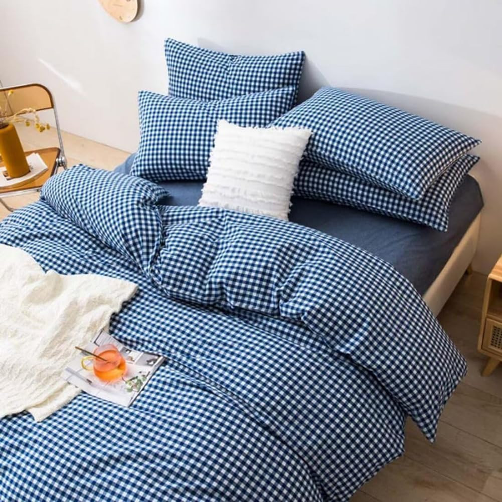 Royal Blue Gingham Comforter Set Twin XL Modern Style Blue Grid Bed Comforter Luxury Soft Gingham... | Amazon (US)