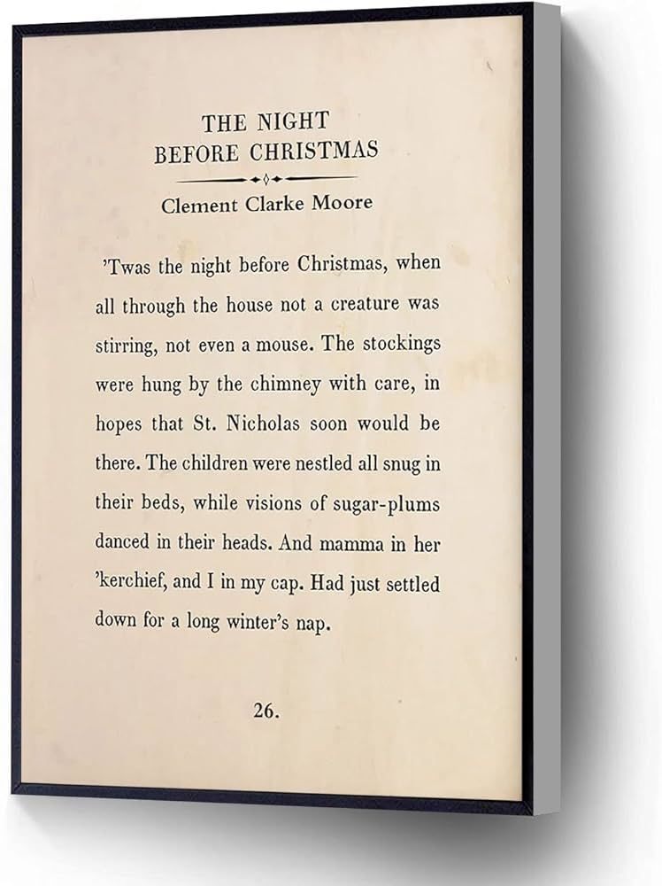 RCVTVPV Twas The Night Before Christmas Canvas Wall Art Clement Clarke Moore Poetry Poster Farmho... | Amazon (US)