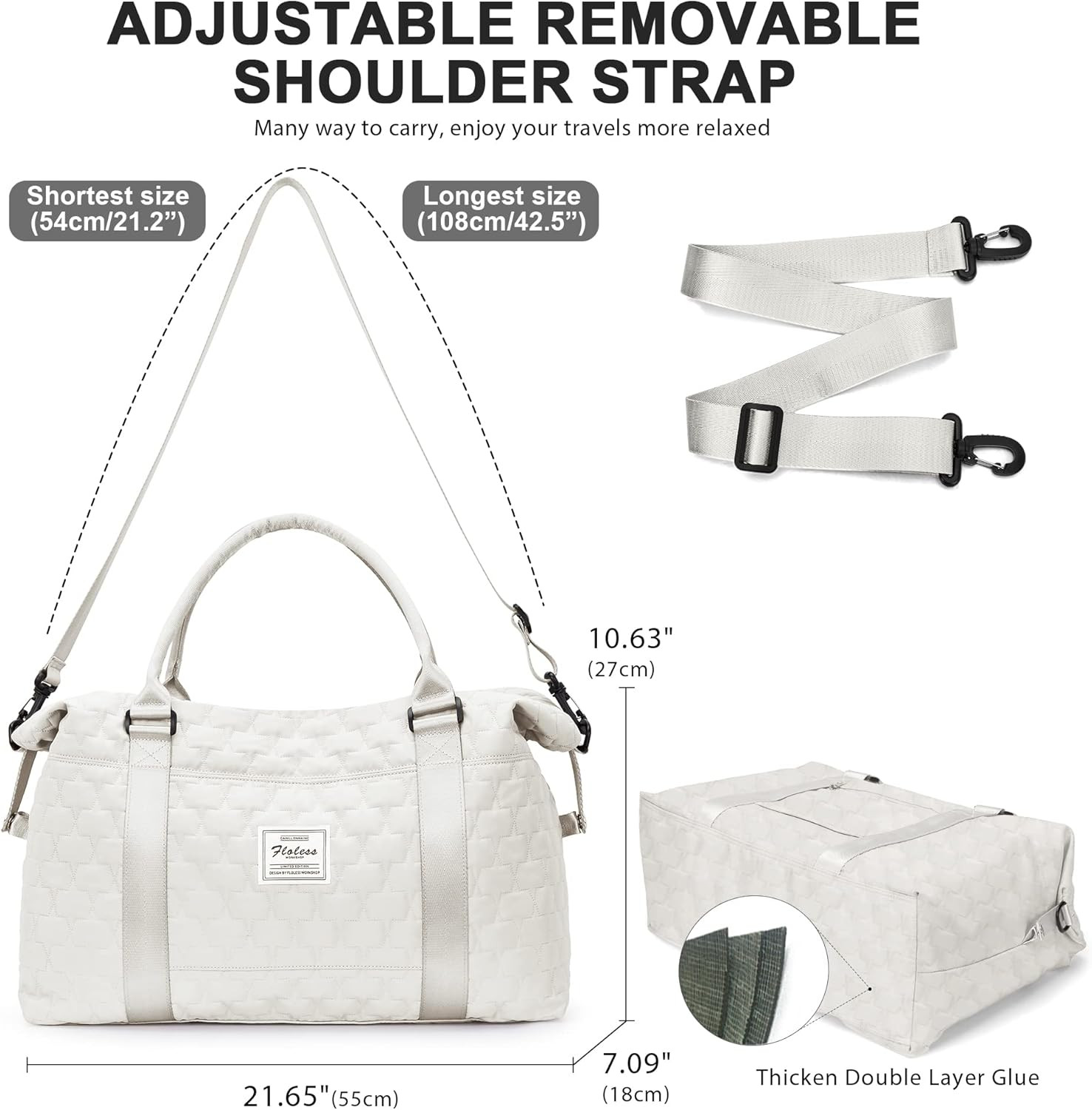 Beige Travel Duffle Bag for Women Men, Waterproof Overnight Bag with Wet Pocket, Large Carry On G... | Amazon (US)