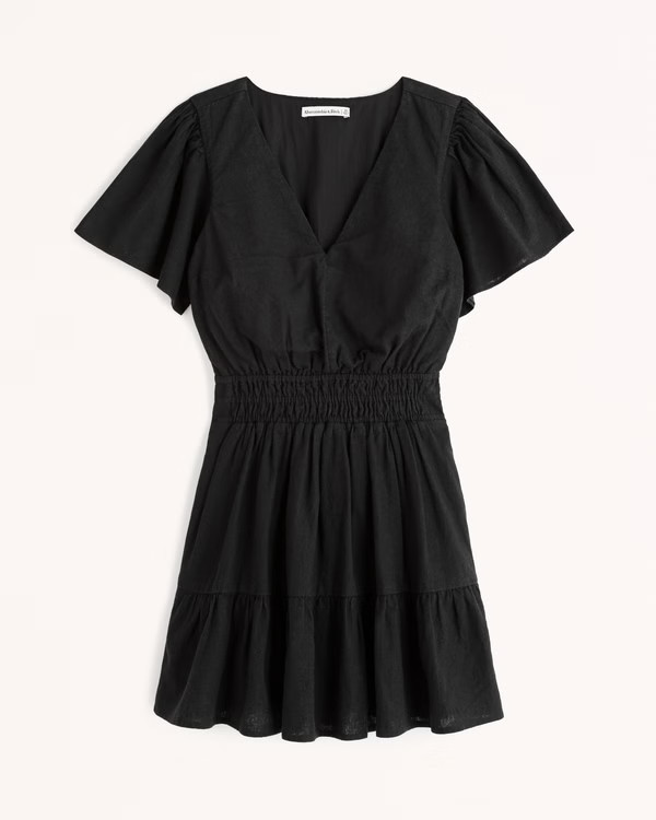 Smocked Waist Tiered Mini Dress | Abercrombie & Fitch (US)